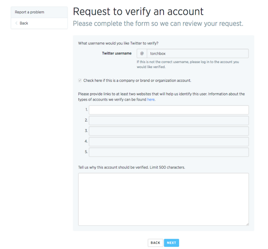 Request to Verify Twitter Account
