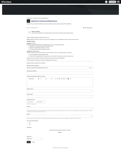 Jira incident portal - form to submit an incident