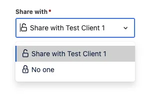 Dropdown list of privacy options within Jira Service Manager